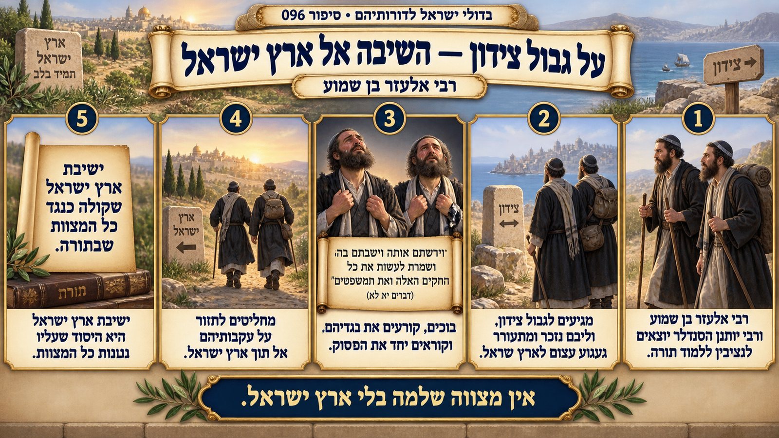תמונת סיכום — רבי אלעזר בן שמוע: על גבול צידון — השיבה אל ארץ ישראל